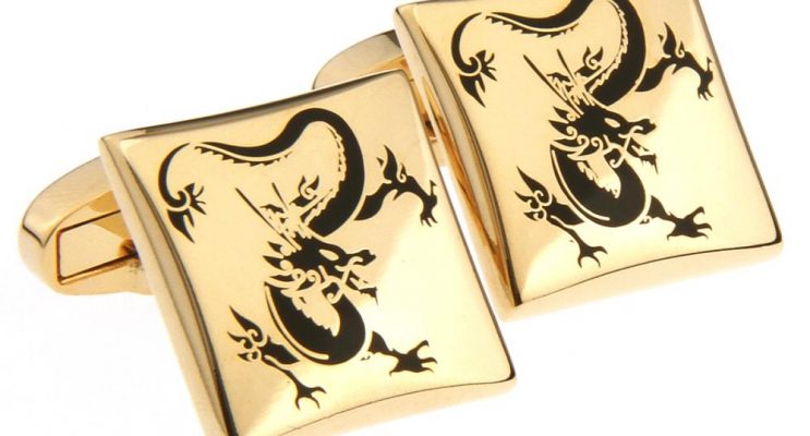 square cufflinks with dragons