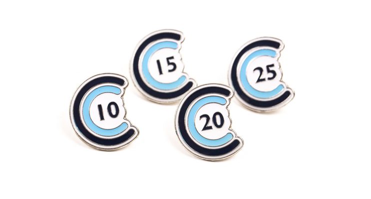 Custom award badges in blue with numbers
