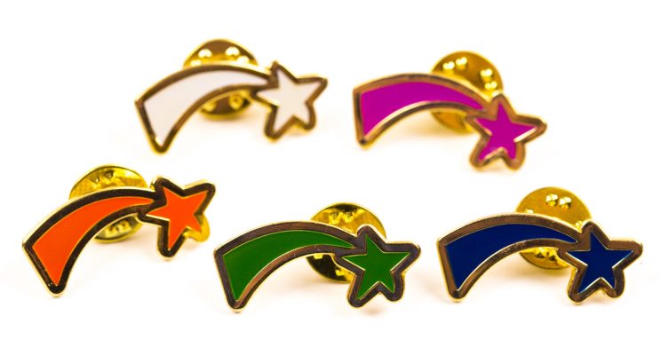 Shooting star multicoloured badges