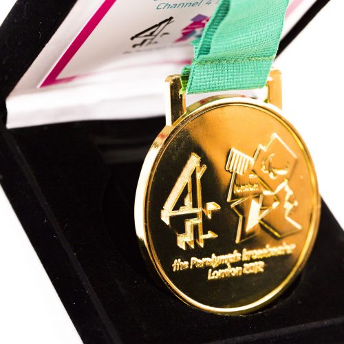 Gold custom medal in black box