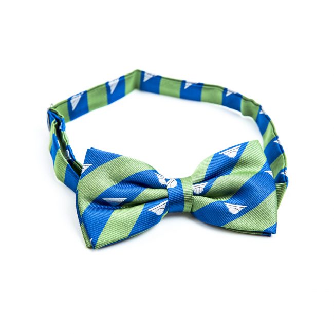 Green and blue stripe bow tie