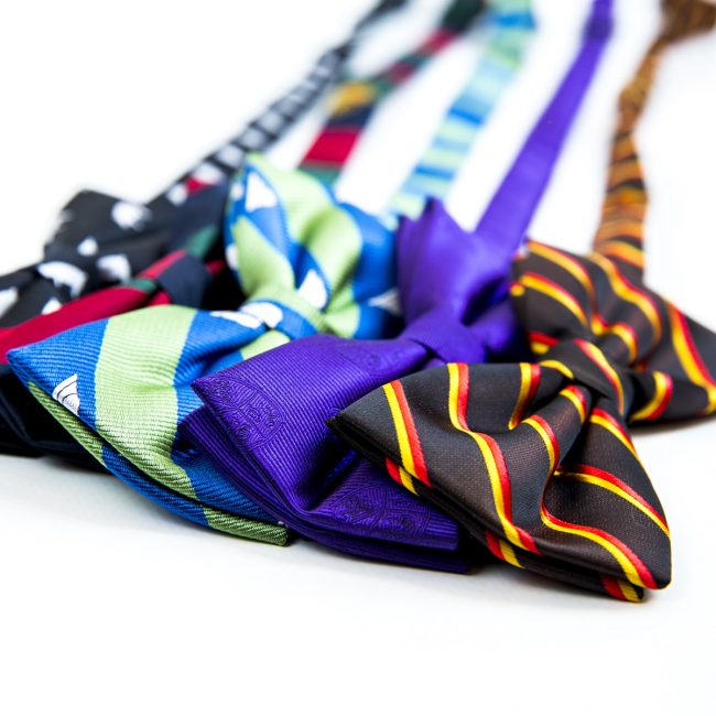 Line of five bow ties