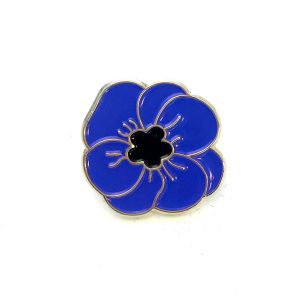 Blue rose metal pin badge