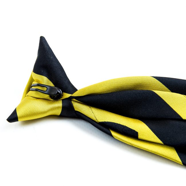 Black and yellow tie with clip on