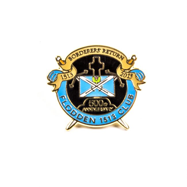 Custom club metal badge with blue and yellow