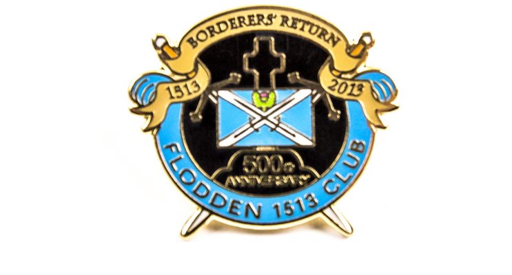 Custom club metal badge with blue and yellow