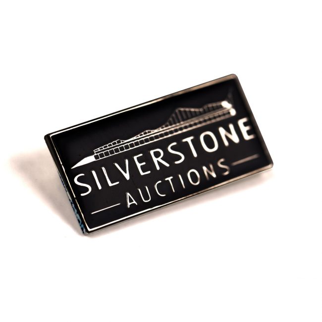 Rectangle black badge with Silverstone Auctions logo