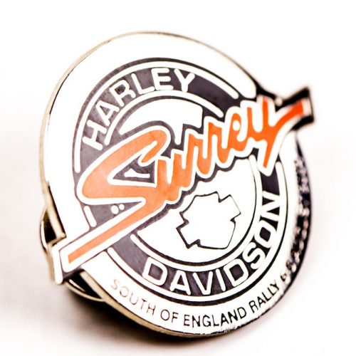 Harley Davidson round badge close up