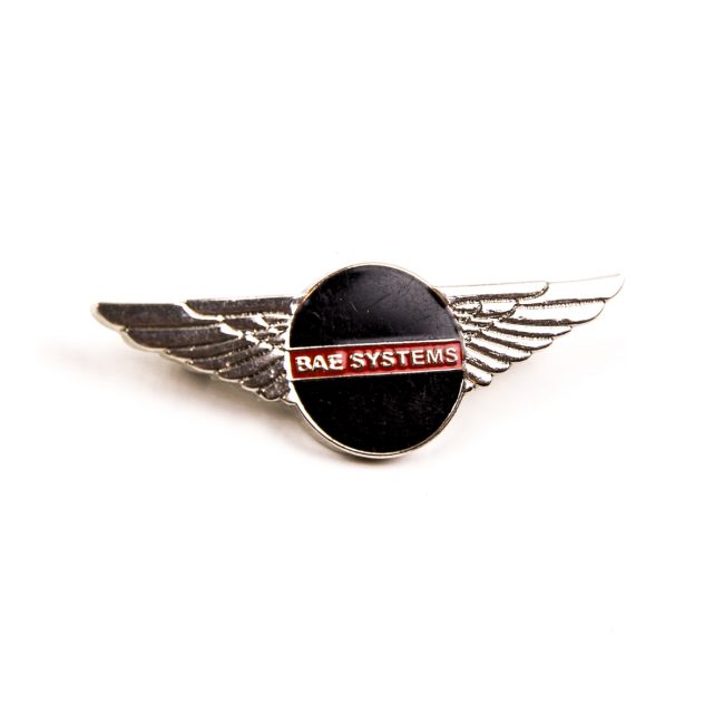 BAE logo badge circle with silver wings