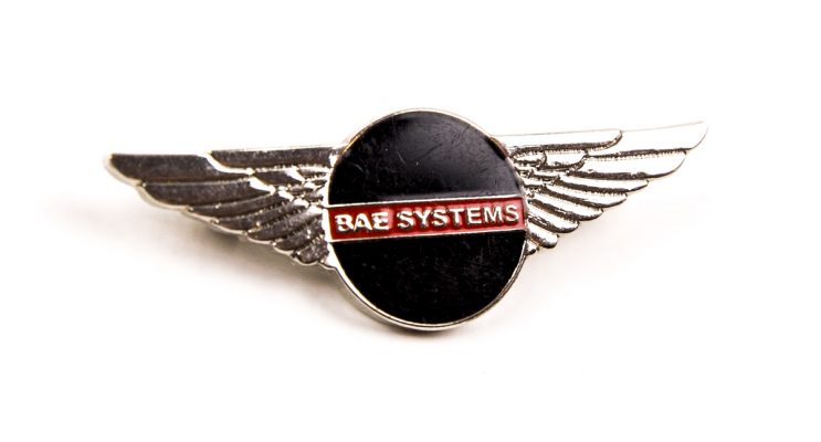 BAE logo badge circle with silver wings
