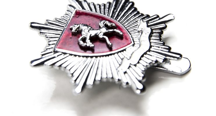 Silver badge with horse logo