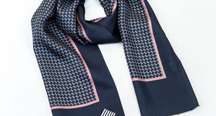 Navy blue and pink ladies scarves