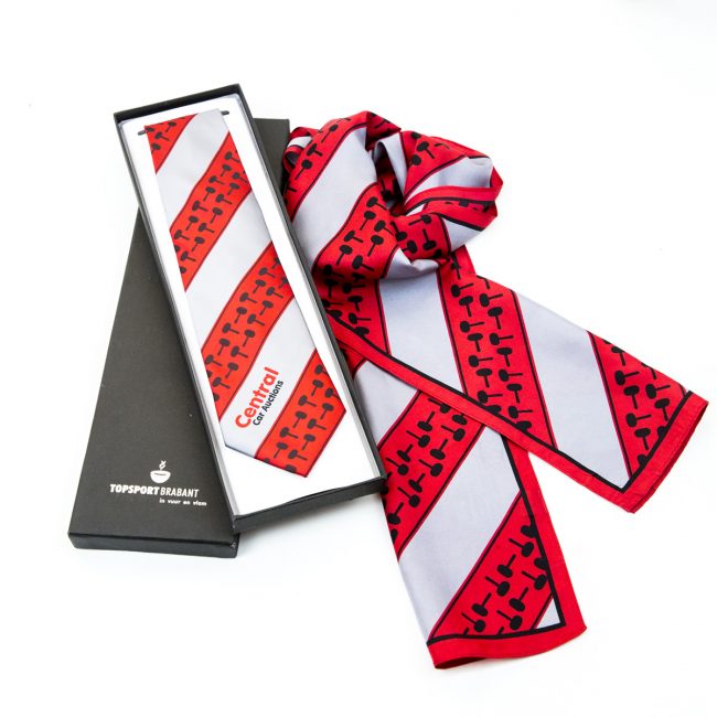 personalised scarves and ties, custom presentation boxes