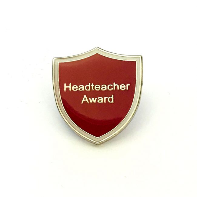 Red Headteacher Award metal logo