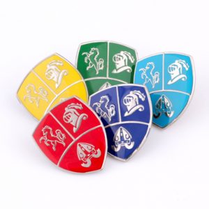Group of colourful school badges