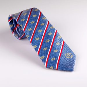 Blue tie with red and white stripes polyester ties
