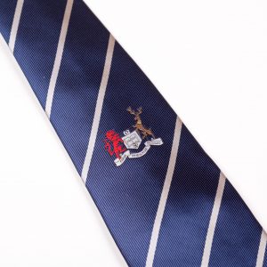 Dark blue tie with white stripes rugby club ties