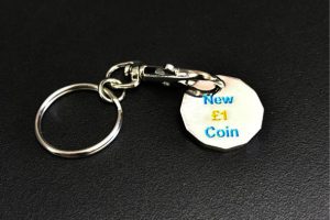 Personalised 12 sided Shopping Trolley Coins, custom trolley tokens, promotional keychains