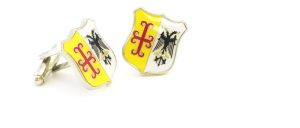 Shield shaped cufflinks with logo on