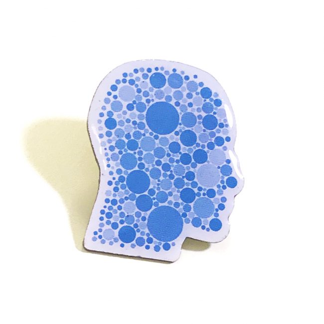 Blue Head Shape Printed Badge