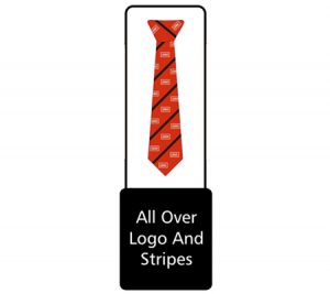 Tie with all over logo and stripes graphic