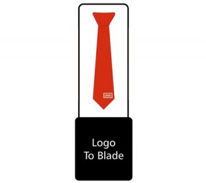 Tie with logo on blade graphic